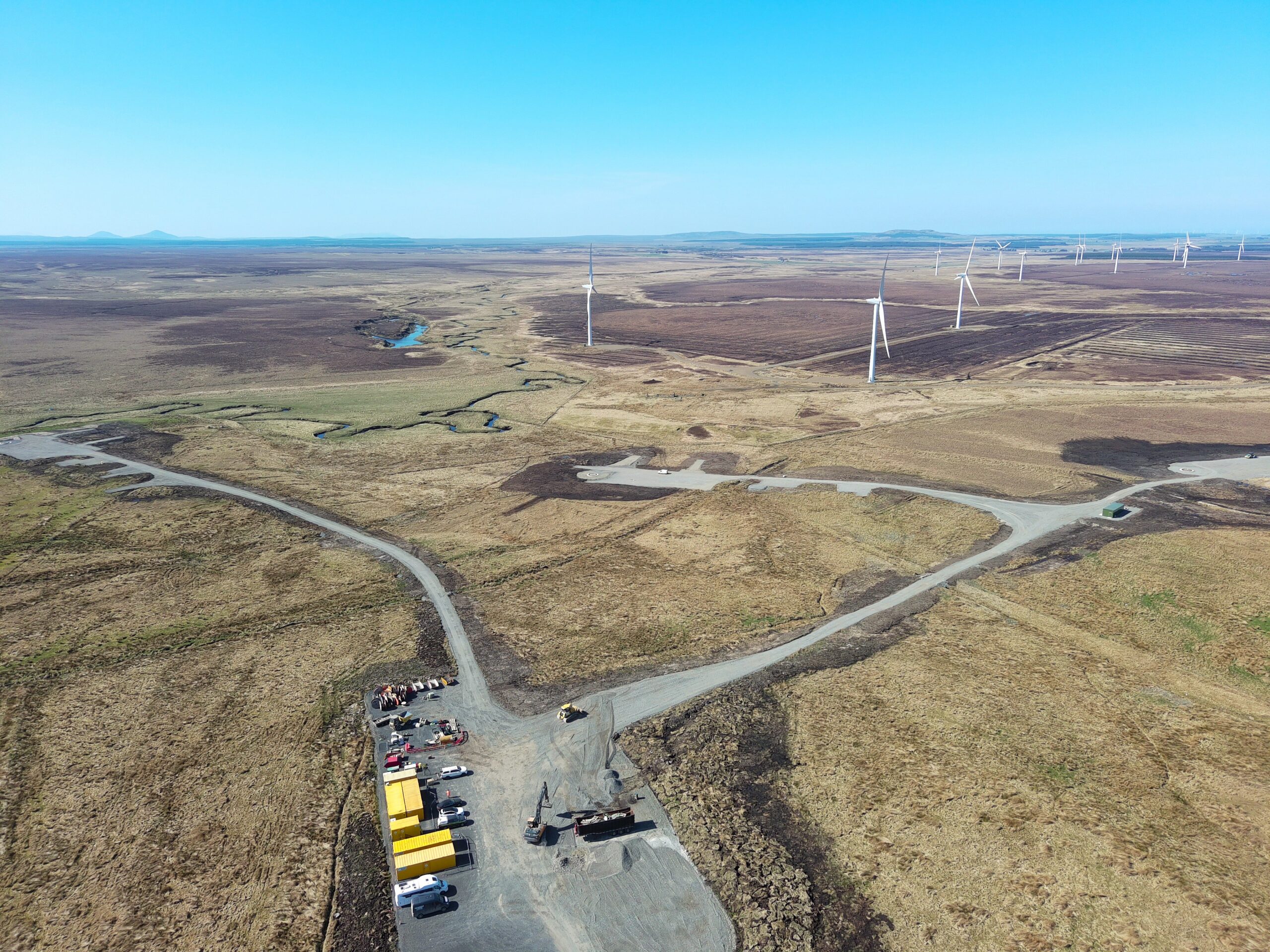 Tacher Wind Farm project from above, showing all three turbine locations on site